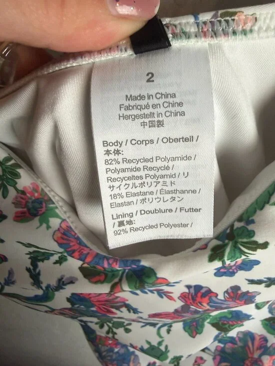 J Crew Size 2 One Piece Swimsuit Eco Rounded English Garden Floral Beach Vacay - Picture 5 of 8